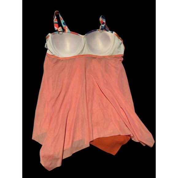 Womens Tankani Swimwear One Piece Size 18 Built In Underwire Bra Multicolor - Picture 12 of 15